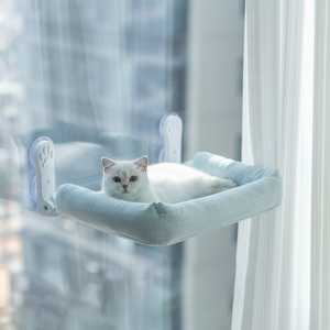 Hamaca de Tela de Lino para Gato, Cama con Ventosas, Asiento Colorido para Ventana, Tela Duradera - Product Image 3