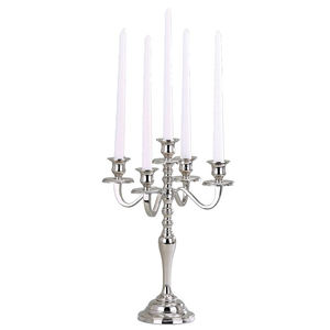 Atractivo candelabro de Metal con acabado plateado, soporte de vela de 5 brazos, portavelas de mesa, decoración de bodas y fiestas, decoración de eventos - Product Image 6