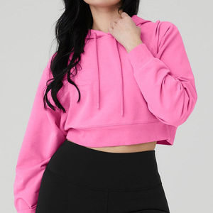 Sweatshirts à capuche pour femmes en gros, pulls amples en coton, sweat-shirts courts, streetwear, haut à capuche, vestes zippées en polaire, mode - Product Image 1