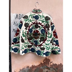 Indian Cotton <b>Velvet</b> Fabric Jacket Casual Unisex Suzani Overcoat With Hand Embroidery Women's Winter Short Jacket for Party Wear - Product Image 5