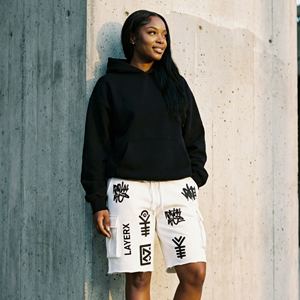 Shorts cargo personnalisés en polyester/nylon pour femmes, logo imprimé en relief, streetwear, coupe régulière, délavé, décontracté, taille haute, cordon de serrage - Product Image 5