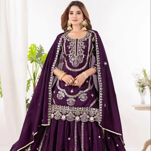 Salwar Kameez ชุดสูทผ้าไหมชาดาปักลายสำหรับงานแต่งงานแบบชาวปากีสถาน - Product Image 1