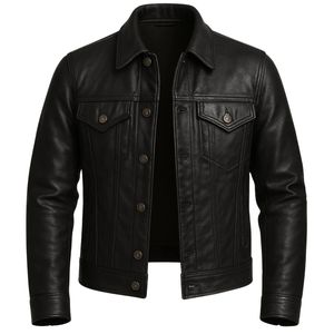 Chaqueta de Invierno de Cuero Genuino Original para Hombre, Cuello Alto, Logotipo Frontal, Último Diseño OEM, Cortavientos Elegante Personalizado de Alta Calidad - Product Image 1