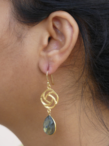 Moda 925 plata esterlina chapada en oro Vermeil labradorita piedras preciosas mujeres usan pendientes colgantes - Product Image 5