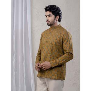 Kurta décontracté imprimé 100% coton pour hommes, chemise décontractée à motif floral pour hommes avec manches longues, tissu popeline respirant - Product Image 5