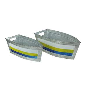 Metal Galvanized Planter Container Rectangular Pot for Garden Outdoor <b>Patio</b> Indoor Flower Display - Product Image 1