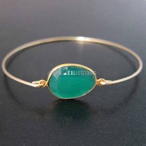 Top Seller Fashionable Designer Green Onyx Gemstone Handmade S925 Sterling Silver Fine Jewelry Charm Fashion <b>Bracelet</b> for Women - Product Image 2