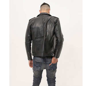 Mens Motorcycle Genuine Leather Jacket <b>Heavy</b> <b>Duty</b> Durable Warm Winter Outdoor <b>Coat</b> Rugged Fashion Eco-Friendly <b>Stand</b> Front - Product Image 3