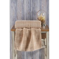 Serviette de toilette Varol Lavin 100% coton premium 50x90cm, motif carré brodé, douce et compressée, pour la maison, la cuisine et les enfants