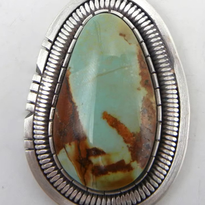 Navajo Walter Vandever Style religieux vert Turquoise pendentif en argent Sterling taille marquise diamant lunette réglage pour les fêtes - Product Image 1