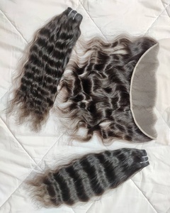 Premium Raw South Indian Virgin <b>Hair</b> <b>Extensions</b> <b>Wig</b> Bundles Double Drawn Closures Factory Price - Product Image 5