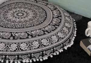 Funda de cojín de suelo Animal estampado Mandala algodón PUF hermosa decoración del hogar reposapiés cubierta PUF hecho a mano por consignadores indios - Product Image 2