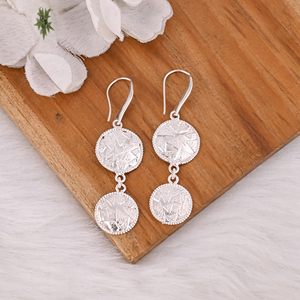 Boucles d'oreilles pendantes en argent 925 antique pour femmes, boucles d'oreilles géométriques minimalistes, boucles d'oreilles créoles en laiton de haute qualité, commande en gros - Product Image 2