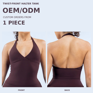 Top Deportivo <span class=keywords><strong>de</strong></span> Yoga para <span class=keywords><strong>Mujer</strong></span>, Transpirable, con Logotipo Personalizado, <span class=keywords><strong>de</strong></span> Nailon/Spandex Cepillado, con Cuello Halter y Protección Contra Impactos - Product Image 1