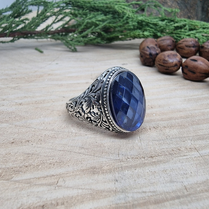 925 Sterling Silver <b>Garnet</b> Stone Black Rhodium Plated Cute Cocktail <b>Ring</b> for Men Beelo Silver Gift Ottoman Arabic Trendy - Product Image 2