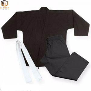 Artes marciales tradicionales Uniformes de kárate negros Hombres uniformes de kárate negros de alta calidad Lona de 10-12oz - Product Image 2