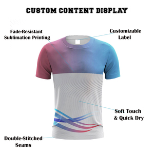 T-shirt de sport personnalisé pour homme, sublimation, respirant, séchage rapide, vêtements de sport, tissu tricoté léger, maillot d'équipe, services OEM et ODM - Product Image 6