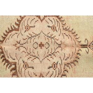 Vintage Rug, 6x8.5 ft Turkish Rug, <b>Brown</b> White Striped <b>Wool</b> Rug - Product Image 5