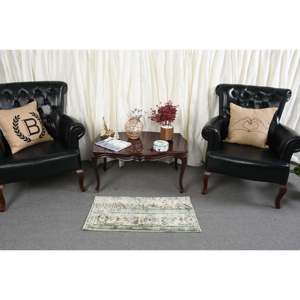 Classique Beige Vert 1.5 X 2.9ft Laine Aubusson Design Salon Tapis Patchwork Rectangle Buffet Tapis Latex Tapis Turc - Product Image 3