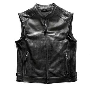 Chaleco de Cuero de Motocicleta Personalizado para Hombre de Cuero Genuino de Grado Chaleco de Moto Chaleco de Cuero de Motorista - Product Image 1