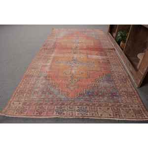 Vintage 4 X 8.3ft <b>Turkish</b> Rug Orange and Beige Flat Weave Wool <b>Carpet</b> with Latex Backing for Living Room Decorations - Product Image 2