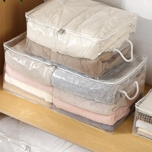 Clear PVC Box <b>Chest</b> Bag 4 Side Gusset 3 Side Zipper HF Handle Blanket <b>Storage</b> Wholesale OEM - Product Image 3