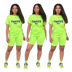 Ensemble pour femmes New Sporty Slim Fit Retro Spicy Girl Letter Printed Short Sleeved Top and Shorts Set 2 Piece Sets - Product Image 5