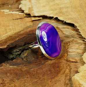 Purple Botswana Agate Ring Handmade 925 Sterling Silver US Size 8 Gemstone Jewelry For <b>Women</b> - Product Image 6