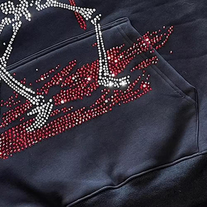 Sweat à capuche unisexe surdimensionné pour hommes, style streetwear, avec logo personnalisé, brodé et orné de strass, en tissu épais, pour fabricants de vêtements - Product Image 6