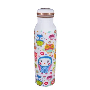 High Efficiency Pure Copper Enamel Printed <b>Metal</b> Water <b>Bottle</b> Leak Proof Indian Exporter Plastic Drinkware - Product Image 4