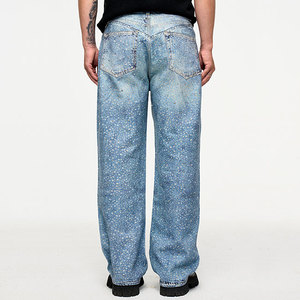 กางเกงยีนส์ทรงหลวมประดับพลอยเทียมทันสมัยสำหรับผู้ชายดีไซน์ใหม่สไตล์สตรีทฮิปฮอปยีนส์ลำลองกันน้ำฤดูใบไม้ผลิ - Product Image 4