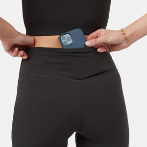 Pantalons de yoga taille haute pour femmes, couture, coton/fibre de bambou, respirant, jogging, sport, entraînement, push-up, élastique, uni, leggings fins - Product Image 4