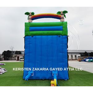 Parque Acuático Inflable de PVC Azul Resistente con Tobogán y Palmera para Entretenimiento Familiar - Product Image 4