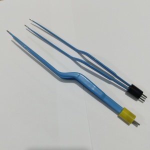 Pince à épiler à coagulation médicale de haute qualité couleur verte enduite baïonnette coudée pince bipolaire à pointe vers le bas - Product Image 4
