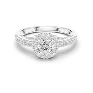 Anillo de Compromiso con Halo de Diamantes de Laboratorio Redondos Brillantes de 1.19 CT para Mujer, Claridad VVS-VS EF, Oro de 18K, 14K, 10K y Plata 925 - Product Image 1