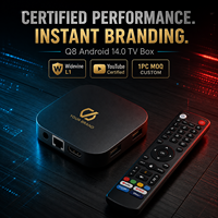 TV Box Q8 Android 14 S905Y4 4GB 32GB 4K WIFI BT Widevine L1 1 unidad MOQ Logotipo Personalizado Diseño de Interfaz de Usuario Personalizado Aplicación Preinstalada TV CMS OEM ODM