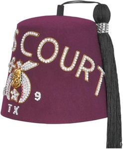 Chapeau Shriners Fès-Laine bordeaux avec lettres en strass et broderie dorée-Personnalisable Tassel Masonic Fez Hats OEM - Product Image 6