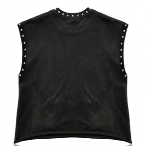 Custom Heavyweight Cotton Tank Top Vintage Washed <b>Studded</b> Portrait Graphic Drop Shoulder Sleeveless Streetwear Apparel - Product Image 2