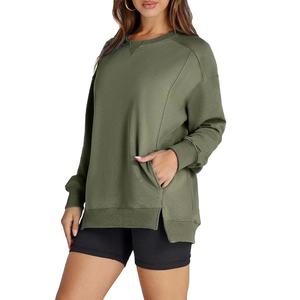 Mujeres Streetwear transpirable ecológico bordado Logo cuello redondo sudadera Yoga gimnasio entrenamiento sudadera - Product Image 1