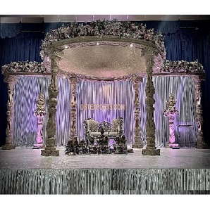 Mariage en bois à thème vintage Mandap Configuration mariage gujarati Mandap rond en bois Configuration Mariage intérieur Mandap en bois à Londres - Product Image 1