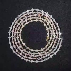 Hand Set MOISSANITE Stones Prong Cuban Link Chain <b>Necklace</b> Solid 925 Sterling <b>Silver</b> W/Rhodium Finish PASSES DIAMOND Tester - Product Image 2