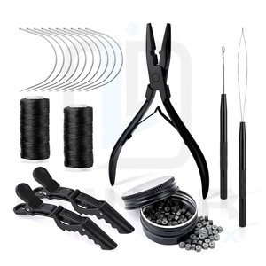 Ofrecemos herramientas de extensión de cabello personalizadas con accesorios en color negro mate con etiquetado de marca - Product Image 3