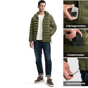 Veste matelassée légère pour homme avec capuche amovible, imperméable, isolée, pour l'hiver, avec poches, logo personnalisé OEM - Product Image 3