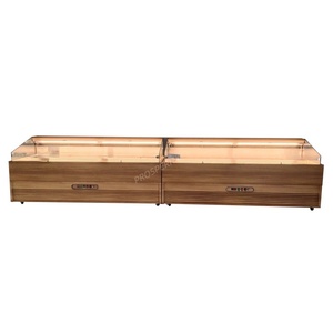 Réfrigérateur horizontal commercial de 5 m <span class=keywords><strong>avec</strong></span> finition bois, refroidisseur <span class=keywords><strong>d</strong></span>'air intégré, pour boucherie, fruits, légumes, pâtisserie, vitrine numérique - Product Image 5