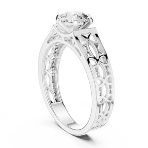 Rare Diamond Vintage Inspired 14K Solid Gold Lab Grown Diamond Engagement Ring with Brilliant Cut <b>Cluster</b> for Wedding Occasions - Product Image 5