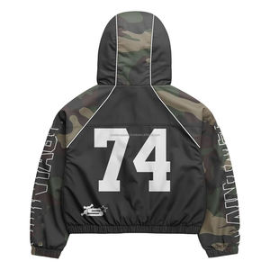 Ensemble coupe-vent de haute qualité en tissu nylon polyester 180 GSM, tissage lisse, construction avec panneaux camouflage noir, avec logo personnalisé - Product Image 5