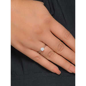 แหวนเพชรเม็ดเดี่ยว AAA 1กะรัตสำหรับผู้หญิงเครื่องประดับเงินปรับได้ - Product Image 2