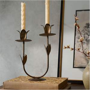 Juego de Portavelas de Metal Chapado en Oro al por Mayor, Candelabros de Lujo para Centros de Mesa de Boda, Diseño Floral, Soporte para Velas - Product Image 6