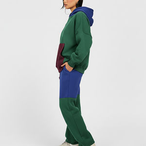 Conjunto Deportivo de Invierno para Mujer, Estilo Holgado, 100% Algodón, Color Sólido, con Logotipo Personalizado Serigrafiado, Estilo Hip Hop, 2 Piezas - Product Image 5