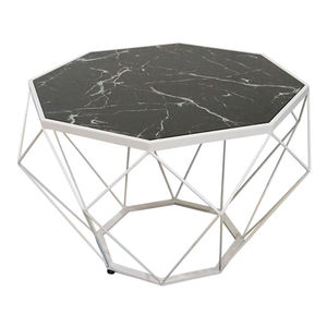 SFBT004 Diamond Contemporary Style Sofa <b>Table</b> with <b>White</b> Metal Frame and Artificial Stone Glass Top Durable Product - Product Image 1